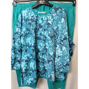 Woman Within Plus Size 4X 34/36 Teal Blue Outfit Curvy Comfy NWOT Top Bottoms